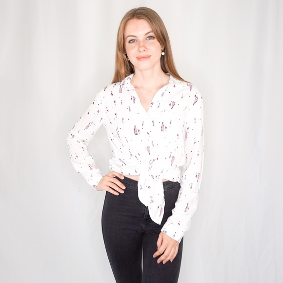 beachlunchlounge Tops - Rosé Wine Cheers BEACHLUNCHLOUNGE White Shirt BTQ